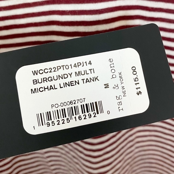 Rag & Bone Michal Linen Blend Tank Top in Burgundy Multi Striped - Picture 10 of 10